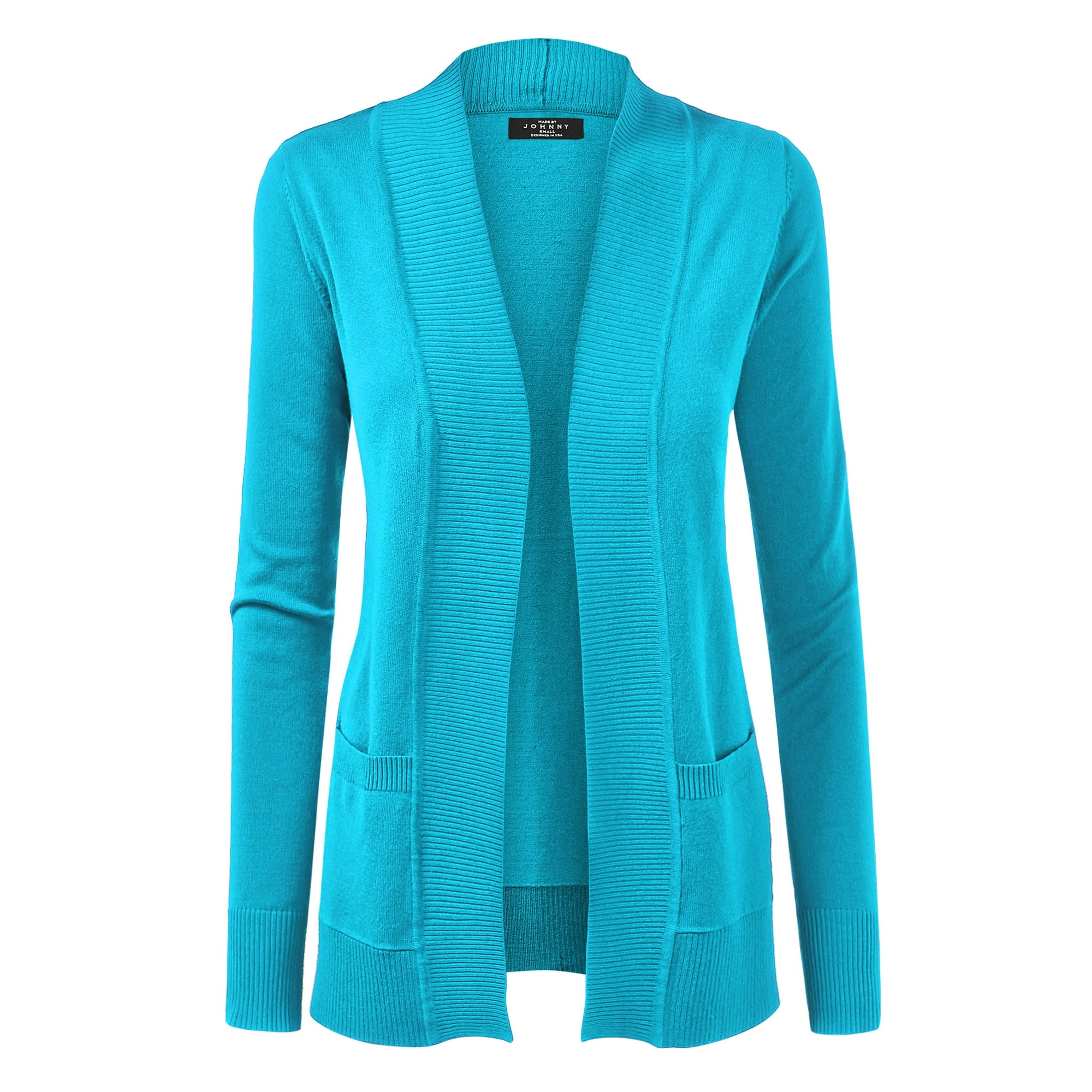 Made by Johnny Women's Women's Open Front Knit Cardigan L AQUA - Walmart.com
