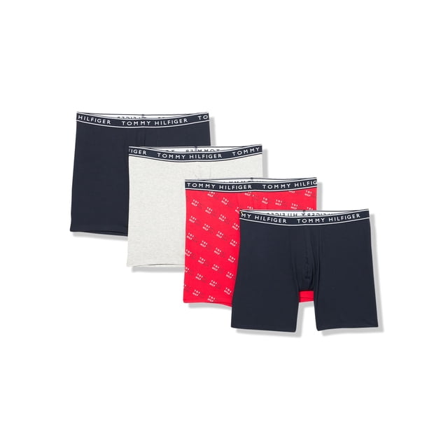 Calzoncillos tipo bóxer Tommy Hilfiger de algodón elástico para hombre, paquete de 4