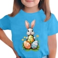 thumbnail image 2 of Blusas y camisas de manga corta con cuello redondo Camiseta estampada de manga corta de Pascua para niños Cuello redondo Manga corta Casual Versátil Para niñas Niños Top de poliéster, 2 of 5