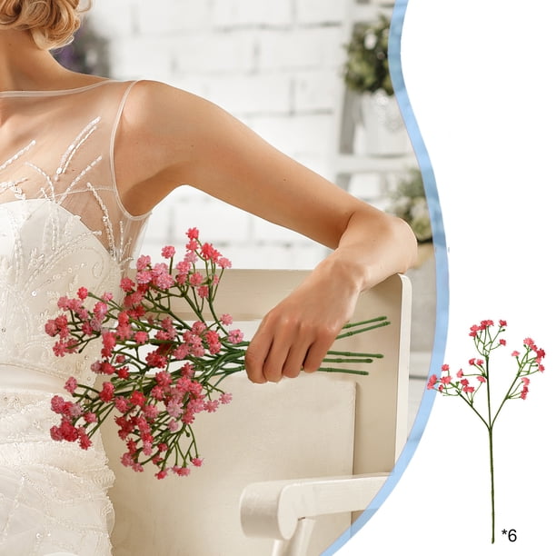 Arreglo Floral Artificial de Aliento de Bebé En Seda para Decoración de Bodas | Poliéster | Rosa | 28 Cm | 30 Cabezas | Ligero | Sin Mantenimiento | Forma Flexible | Hojas Verde Mate | Accesorio para