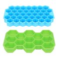 thumbnail image 2 of Molde para cubitos de hielo Molde para cubitos de silicona Rejillas hexagonales Bandeja para cubitos de hielo con tapa, 13 rejillas verdes, 37 rejillas azules Irene Inevent HA004190-04, 2 of 2