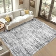 thumbnail image 1 of Washable Boho Vintage Area Rug - Distressed Non-Slip Collapsible Carpet - Low Pile Accent Rug for Living Room, Bedroom, Dining Room, Office - Neutral Farmhouse Style - Grey, 5x7ft, USA, 1 of 7
