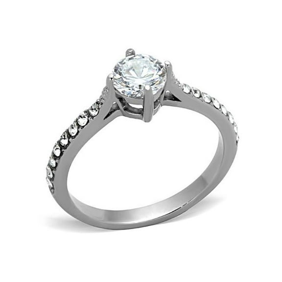 1 Ct Cubic Zirconia Silver Stainless Steel Engagement Wedding Ring Women's Size 10