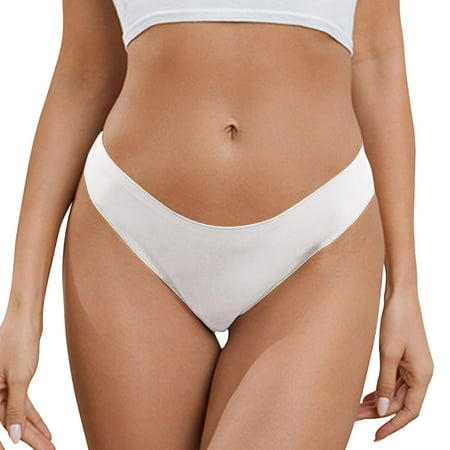 Hessimy Women s Thong Rave Bottoms High Waisted Bikini Bottom High Cut Panties for Dance Festival(White S)
