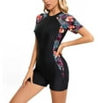 BADHUB One Piece Swimsuit for Women Long Sleeve Tropical Print Sun