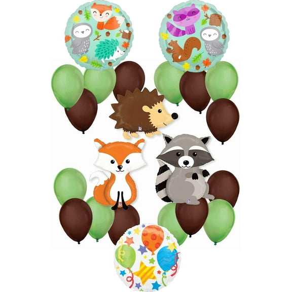 Woodland Creatures Party Supplies 3 critters Balloon Bouquet Decorations Fox Raccoon Hedgehog