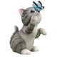 thumbnail image 4 of Bonita estatua de gato de jardín con luz solar, resina realista, artesanía, animal decorativo. Gris, 4 of 9
