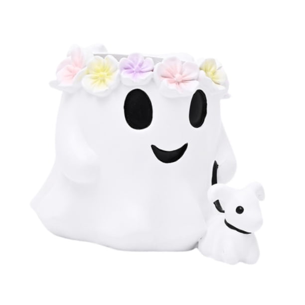 Jarrón de flores Con forma de cubo y fantasma de Halloween Colamx maceta de resina 16,5 cm x 11 cm