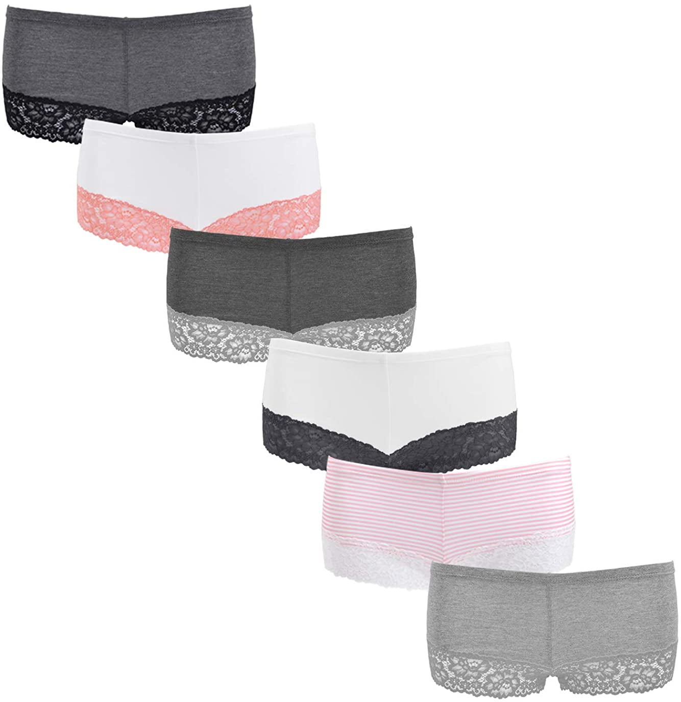Boy Shorts Underwear for Women, Cotton Women's Panties Lace Boyshort