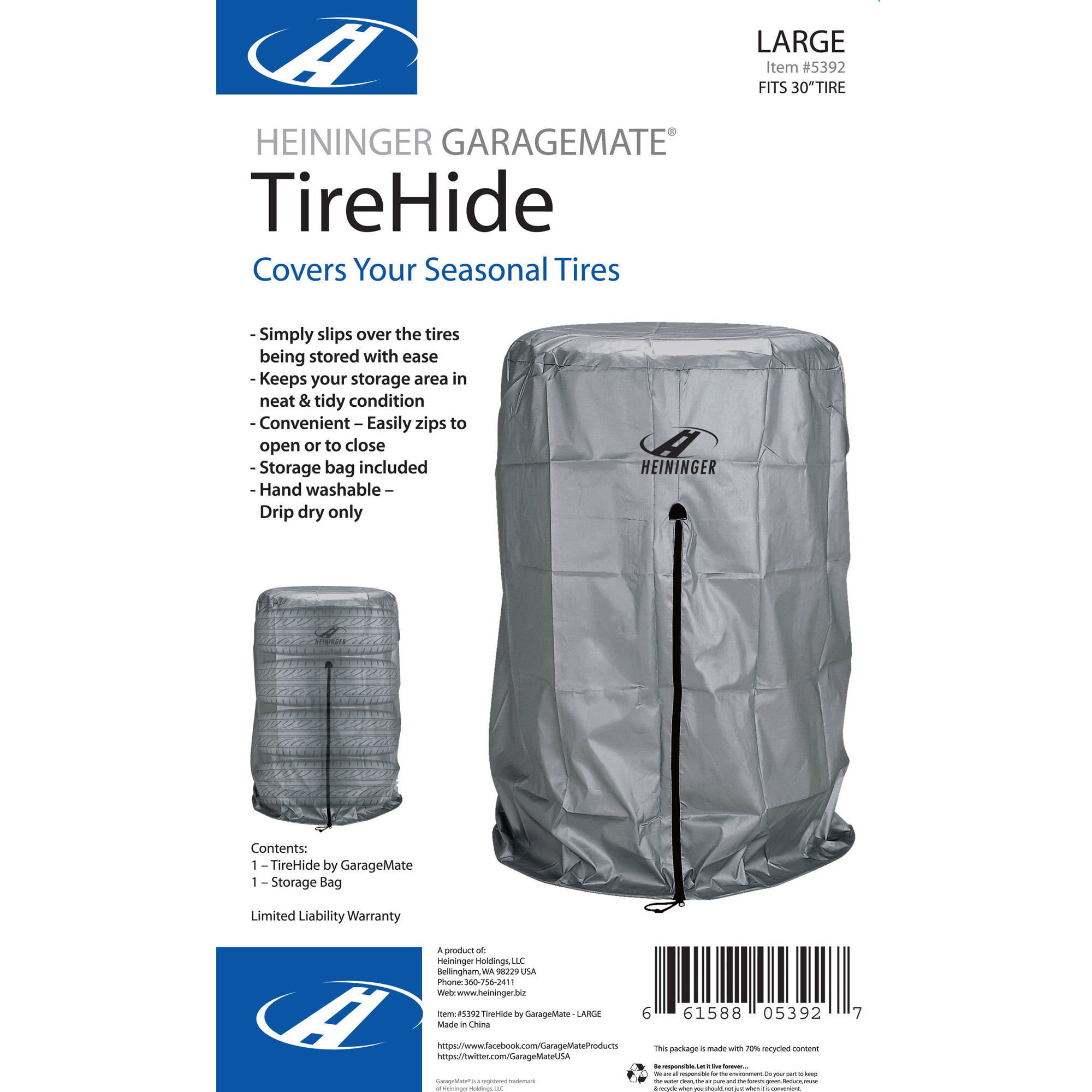 GarageMate TireHide Seasonal Extra Tire Cover Storage Bag Large, 30" 
