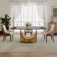 thumbnail image 3 of POVISON 63" Modern Dining Table for 4, Rectangular Matte Black Sintered Stone Dining Table with Bronze Carbon Steel Legs, 3 of 14
