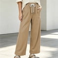 thumbnail image 2 of YuXingFu Womens Linen Pants Women Loose Dress Pants High Full - Pocket Casual Khaki XXL, 2 of 5