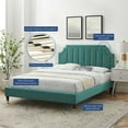 thumbnail image 4 of Platform Bed Frame, Full Size, Velvet, Teal Blue, Modern Contemporary Urban Design, Bedroom Master Guest Suite, 4 of 10