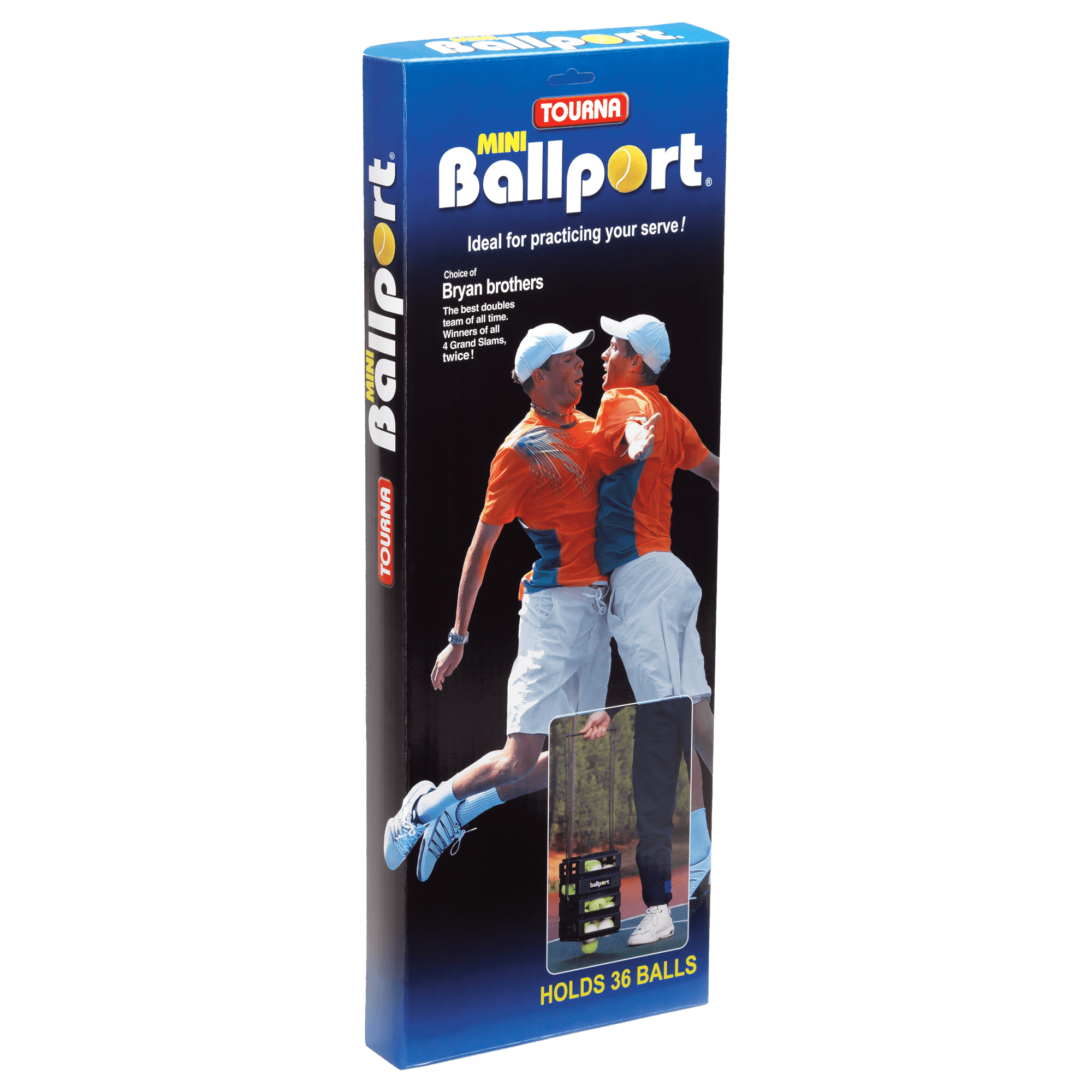 Tourna Mini Ballport Tennis Ball Pick Up Hopper - Holds 36 Balls - Black