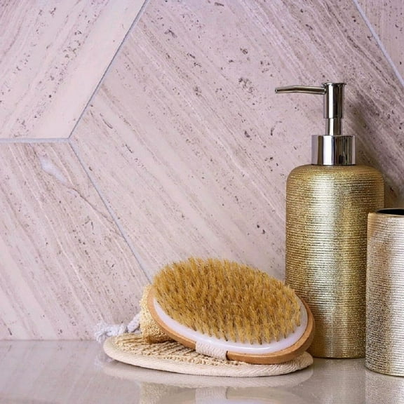 Apollo Tile   Wooden Beige 10-in. Hexagon Honed Marble Mosaic Tile (2.95 Sq ft/case)