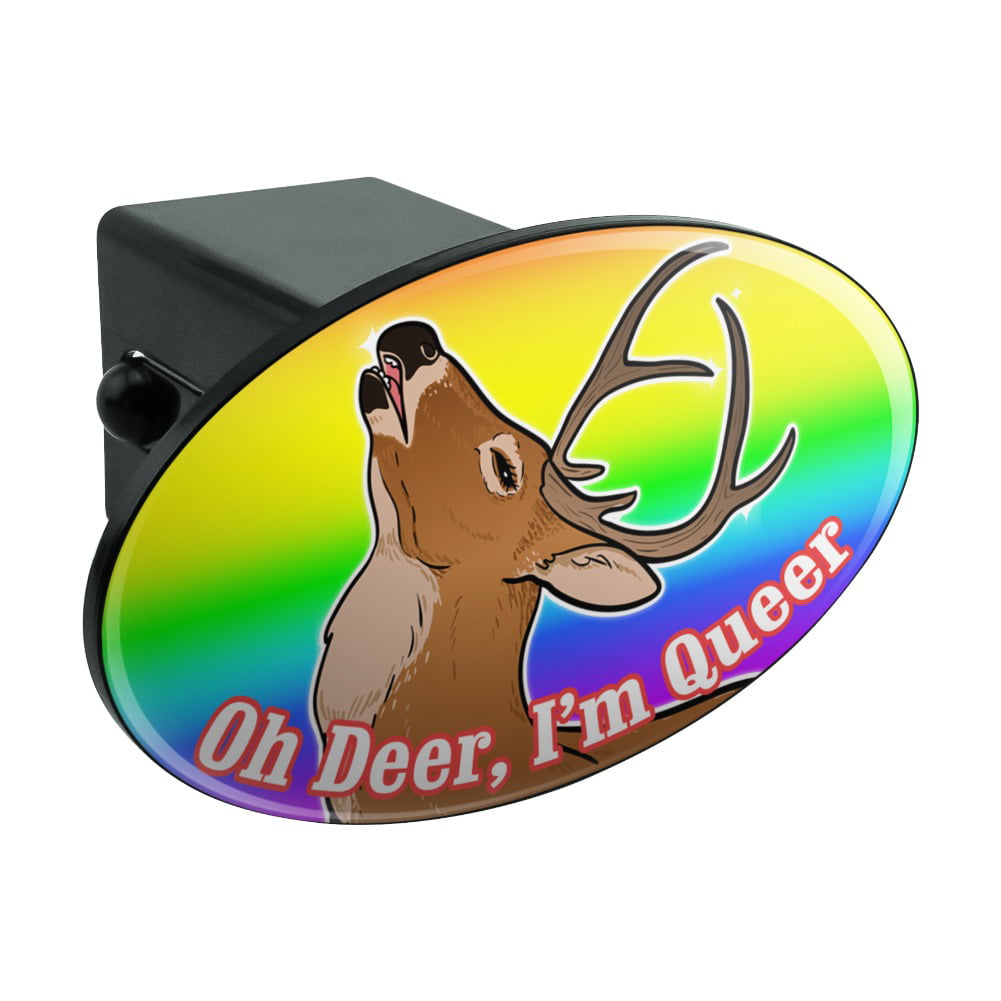 Oh Deer Im Queer Rainbow Pride Gay Lesbian Funny Tow Trailer Hitch Cover Plug Insert 2