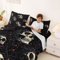 thumbnail image 3 of Homewish Death Skull Queen Sheets For Adults Teens,Goth Halloween Queen Sheet Sets,Cream Black,4 Pieces,1 Flat Sheet, 1 Fitted Sheet and 2 Pillowcases, 3 of 6
