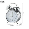 thumbnail image 4 of Bedside Traditional Classic Double Bell Alarm Clock Chrome Metal+ABS Night Light Alarm Clock European Retro 12.5*16.5*6.2cm, 4 of 9