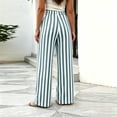 thumbnail image 4 of Womens Palazzo Pants 2026 Summer Linen Striped Wide Leg Trousers Elastic Waist Flowy Lounge Pant Pockets, L, 4 of 6