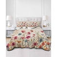 thumbnail image 3 of Pink Orange Teal Spring Floral Full Size Down Alternative Comforter,Lightweight Comforter Quilt Bedding Set with Pillow Shams Watercolor Botanical Summer Flowers Bed Comforter Duvet Insert 78"x90", 3 of 7