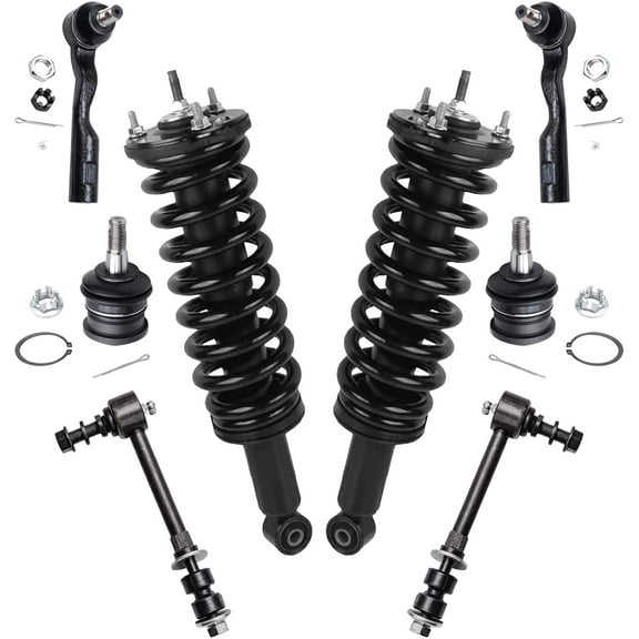 Detroit Axle - Front 8pc Struts Kit for 2003-2006 Toyota Tundra, 2 Struts & Coil Spring 2 Sway Bar Links 2 Outer Tie Rod Ends 2 Upper Ball Joints 2004 2005 Replacement Suspension