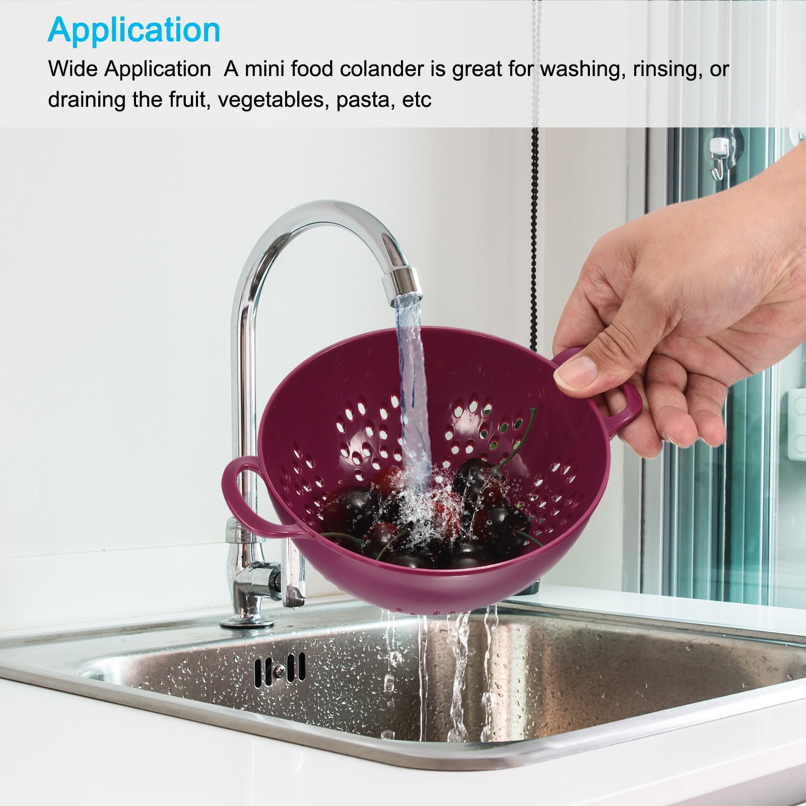 Unique Bargains Compressible Silicone Strainer for Pasta Vegetables Fruits Purple