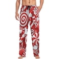 thumbnail image 4 of Men's Pajama Pants with Pockets Sleepwear Lounge Pants Stretch Casual Red Candy Christmas, 4 of 7