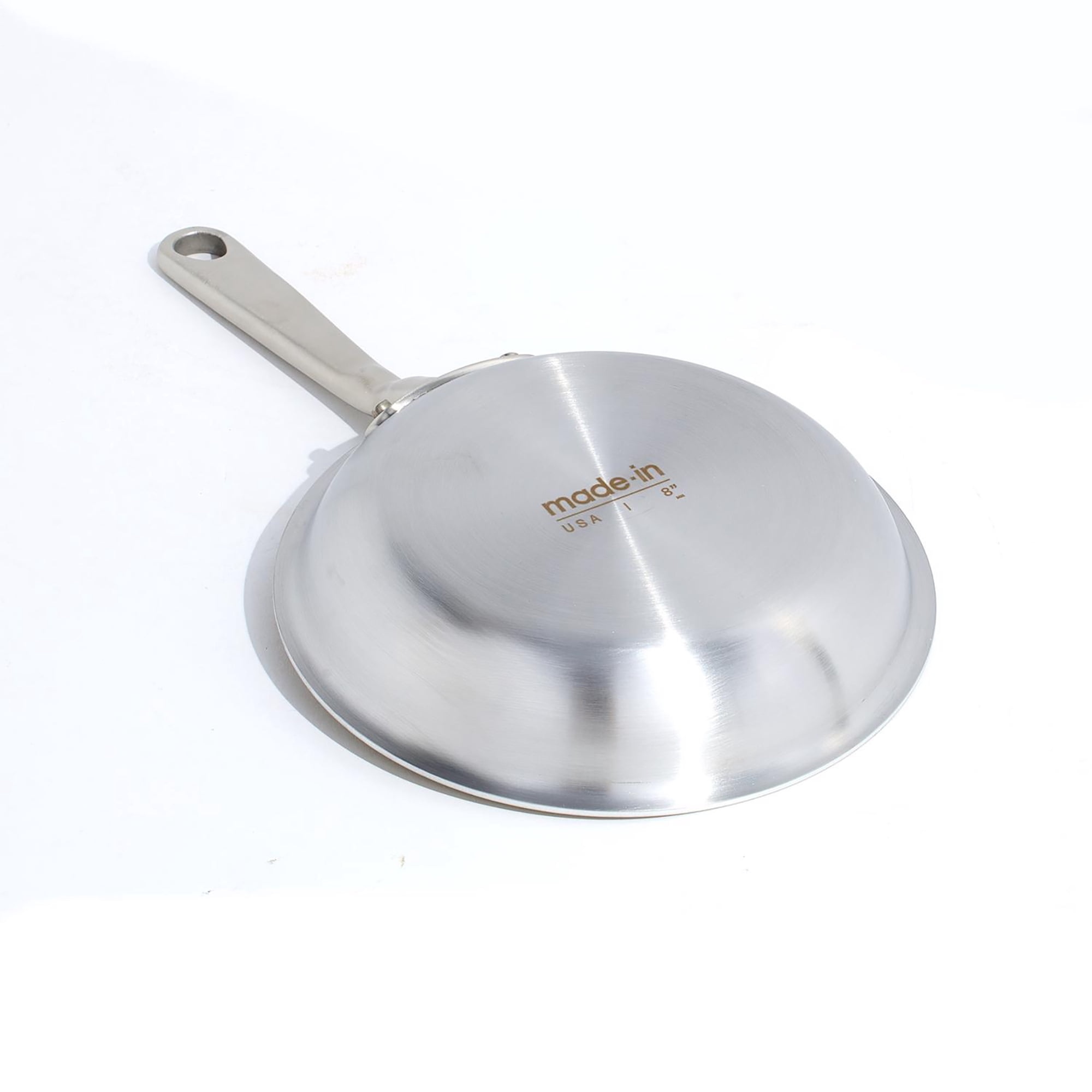 Made In Cookware Ceramic/Stainless Steel Fry Pan 8 in. Silver/White