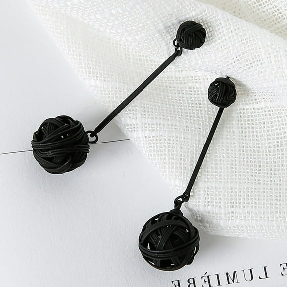 WHAMVOX A Pair of Hollow Bird's Nest Earrings Stylish Personality Ear Studs(Black)