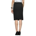 thumbnail image 3 of INSPIRE CHIC Women's Knee Length Skirt Button Decor Slit Work Formal Pencil Skirts S Black, 3 of 5