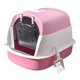 thumbnail image 4 of Caja de arena para gatos con capucha, bandeja de arena para gatos con capucha, inodoro para gatos completamente cerrado, orinal portátil y desmontable rosa, 4 of 10