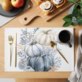 thumbnail image 2 of Coastal Pumpkins Fall Placemats Set of 4, Thanksgiving Navy Blue Pumpkin Washable Wipeable Table Mats for Dining Tables, Indoor Outdoor Kitchen Place Mats for Holiday Party Table Decor, 2 of 9