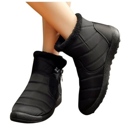 

Winter Clearance Deals! SuoKom Boots for Women Women s Winter Warm Waterproof Cotton Shoes Nylon Snow Ankle Short Boots Botas Winter Snow Boots for Women Black