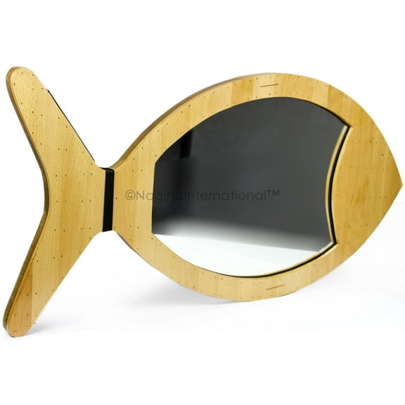 Nagina International Nautical Fish Decor Mirror Wall Hanging | Bathroom Sculptures (25 x 50 Inches)