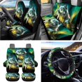 thumbnail image 2 of Uorisanigo Starry Wolf Front Back Seat Cover Full Set with Steering Wheel Covers Seat Belt Cover Drink Coasters Car Garbage Can Air Vent Storage Box Rear View Mirror Protector Key Chains 15 Pack, 2 of 7
