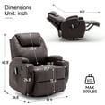 thumbnail image 2 of YSICK Swivel Rocker Recliner Chair with Massage PU Leather for Living Room,Brown, 2 of 7