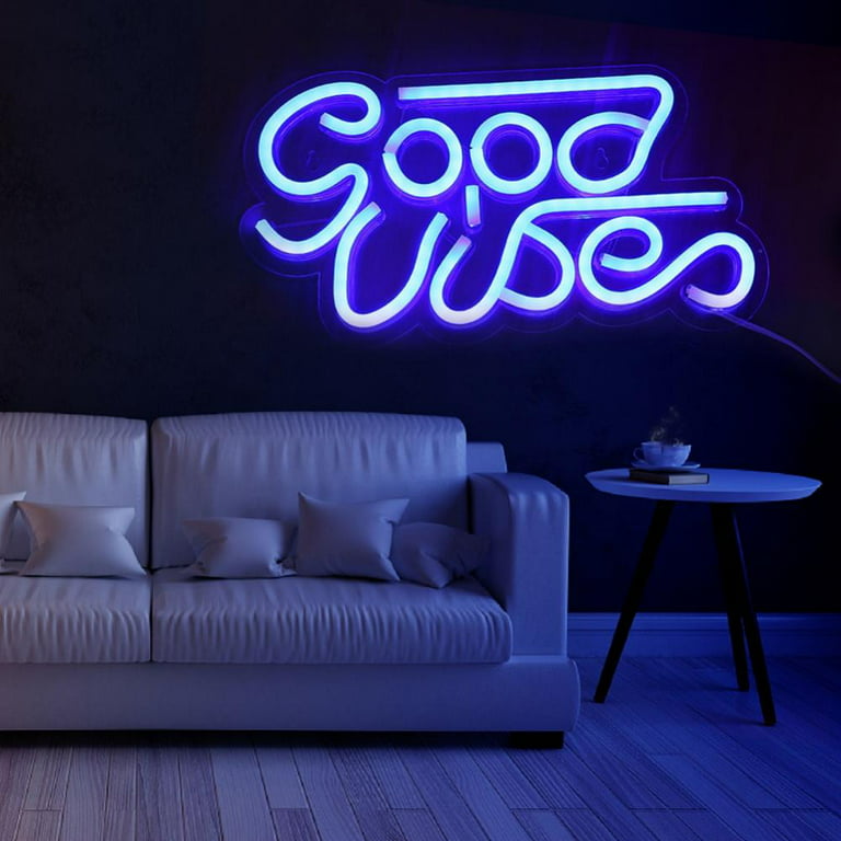 Blue Good Vibes Neon Sign LED Neon Signs for Wall Decor Neon Lights for  Bedroom