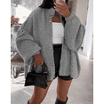 thumbnail image 5 of Women's Winter Button Down Cardigan Sweaters Mock Neck Lantern Long Sleeve Chunky Knit Jacket Trendy Outerwear, 5 of 6