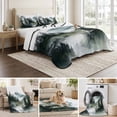 thumbnail image 6 of Quilts Full Size Bedding Set, Green Black Mountain Lightweight Quilted Comforter, Forest Pine Trees Abstract Art Soft Reversible Bedspread Coverlet with Pillow Covers for All Season, 78" x 90", 6 of 9