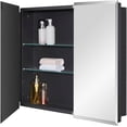 thumbnail image 2 of Black Bathroom  Cabinet with Beveled Edge Mirrored Door 30 x 26 inch, Recessed or Surface Mount, with Adjustable Glass Shelves, 2 of 7