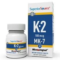Superior Source Vitamin K2 MK-7 (Menaquinone-7), 100 mcg, Quick Dissolve MicroLignual Tablets, 60 Count, Healthy Bones and Arteries, Immune & Cardiovascular Support, Non-GMO