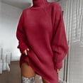 thumbnail image 2 of 2025 Mode Femmes Robes Chandail Unies pour Femmes Longueur Genou Aguichant à Manches Longues Col Roulé Hiver Longue Robe d'Hiver pour Femmes Robe Chandail Ample, 2 of 6