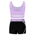 thumbnail image 2 of Fldy Kids Girls 2 Piece Ballet Yoga Workout Tracksuit Sleeveless Dance Crop Top with Shorts Set Light Purple 16, 2 of 7