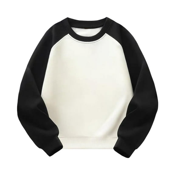 XQYLOS Kids' Stylish Athletic Sweatshirt Kids Boys Girls Long Sleeve Color Block Pullover Sweatshirt Round Neck Outdoor Workout Pullover Tops Girls' Cozy Pullover Sweatshirt