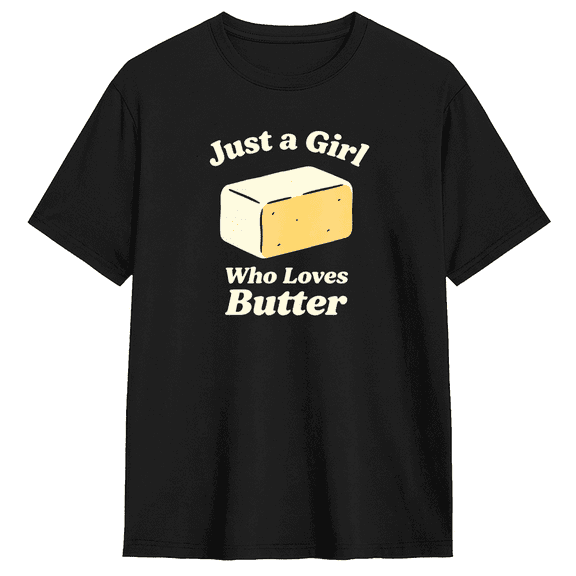 Just Who Loves Butter Vintage Graphic Tee for Women, Food Funny Cotton Short Sleeves T-Shirt
