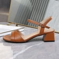 thumbnail image 3 of Xucatan Women's Buckle Strap Heeled Sandals, Open Toe Chunky Heel Slides with Soft Leather, Ankle Strap Comfortable Dress Shoes, Versatile Spring Summer Office Footwear Gift, 3 of 9