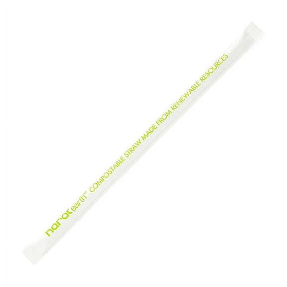 Karat Earth [2,000 ct] Jumbo PLA Straws, Individually Wrapped, 7.75" x 5mm, Clear