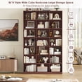 thumbnail image 2 of Hiphuta 21-Cube Bookcase, 86"H Tall Wooden Bookshelves for Bedroom, Living Room and Office, Freestanding Display Shelves Cube Organizer, Cherry, 2 of 10