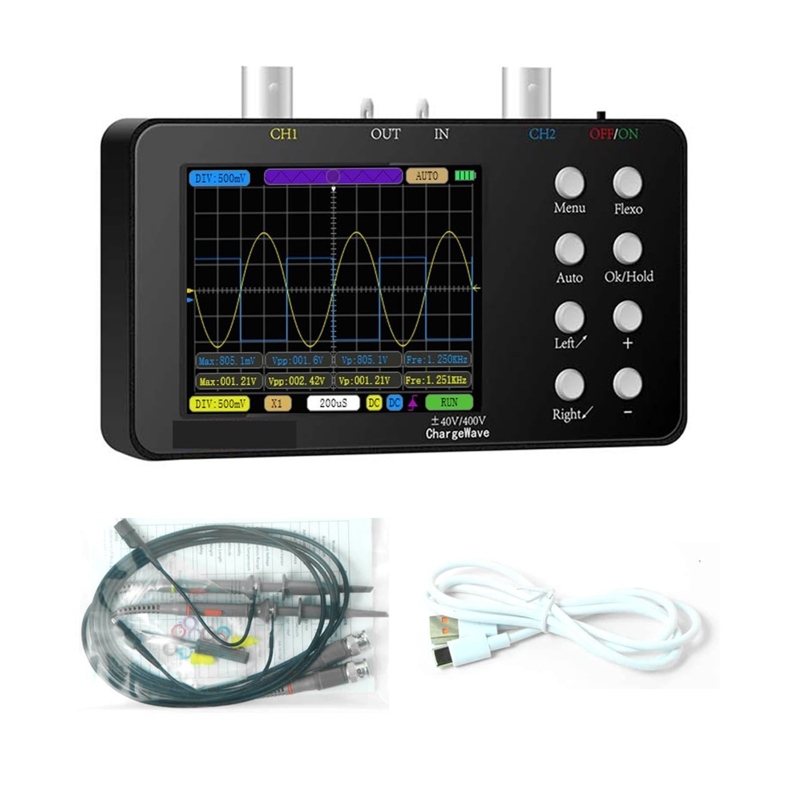 Portable Digital Oscilloscope 50M Sampling Rate 10M Analogue Bandwidth Cellphone Repairs 6A Current Waveform Measurement ,Professional Designed
