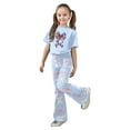 thumbnail image 5 of ZHOGXU Valentine'S Day Big Kids Girls Outfit Cute Bow Leopard Print Short Sleeve Top And Flare Leg Pants Two Piece Comfortable Fashion Sets Light Blue 12-13 Years, 5 of 5